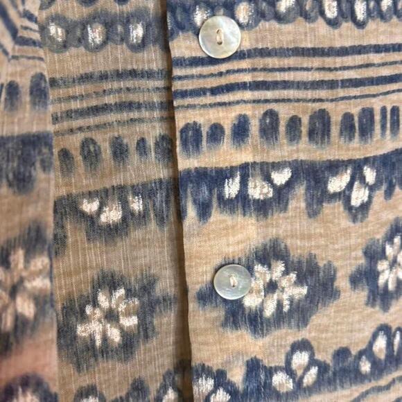 Alfred Dunner Blue/Cream Western Indie Long Sleeve Button Up Pearl Buttons - Picture 5 of 5